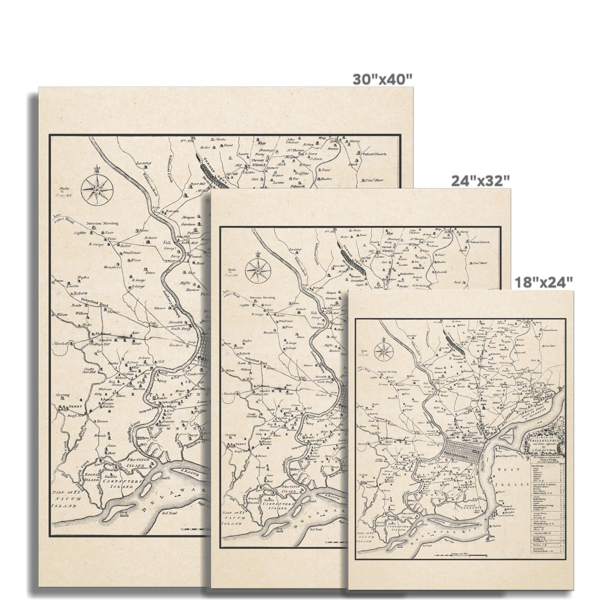 Map City of Philadelphia and Parts Adjacent - 1753 Fine Art Print