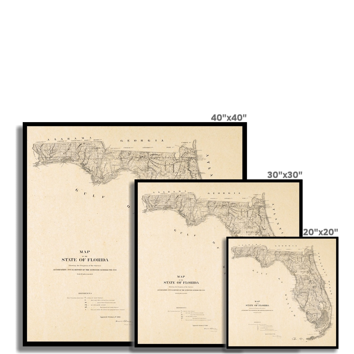 Surveyor General's Map of Florida - 1860