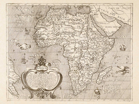 African Continent - C. 1600 Antique Map