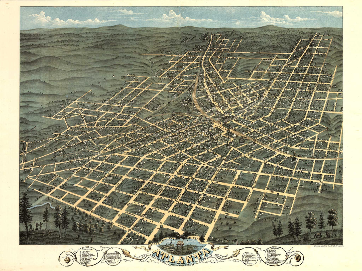 Bird's Eye View of Atlanta - 1871