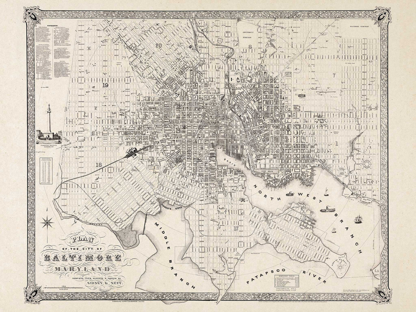 Plan of the City of Baltimore, Maryland - 1851