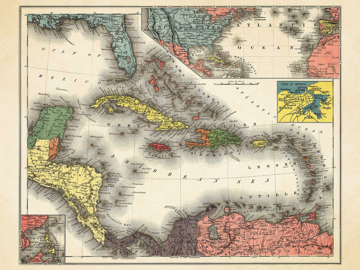 The Evening Post Map of the West Indies - 1898