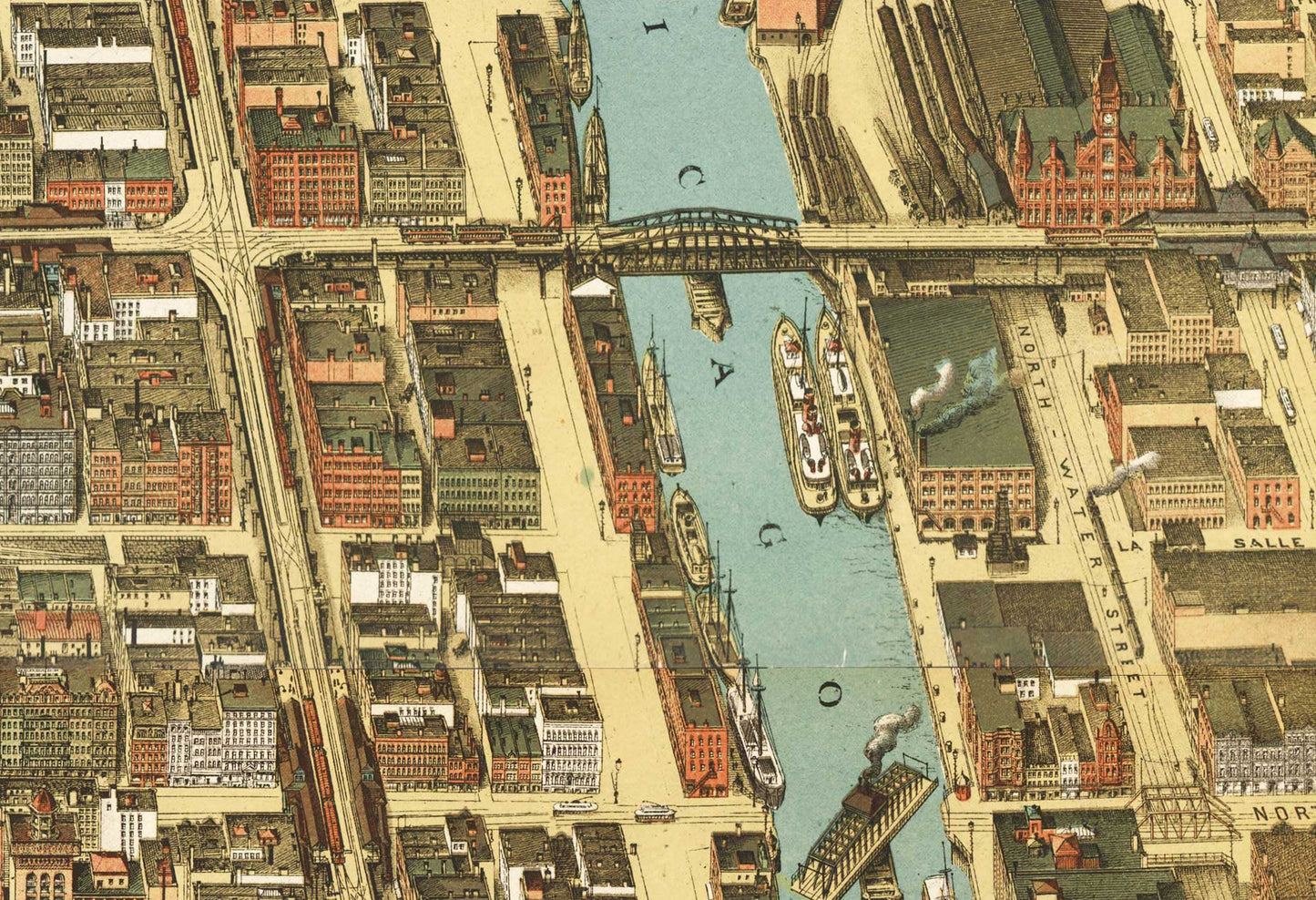 Bird's Eye View of the Business District of Chicago - 1898