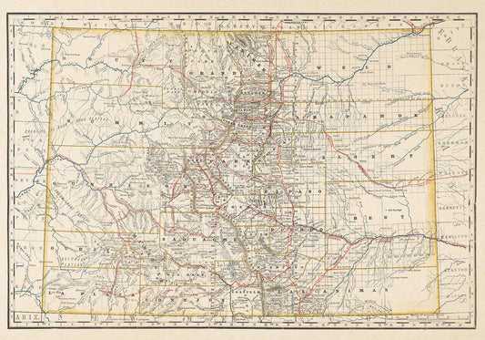 Detailed Map of Colorado - 1880