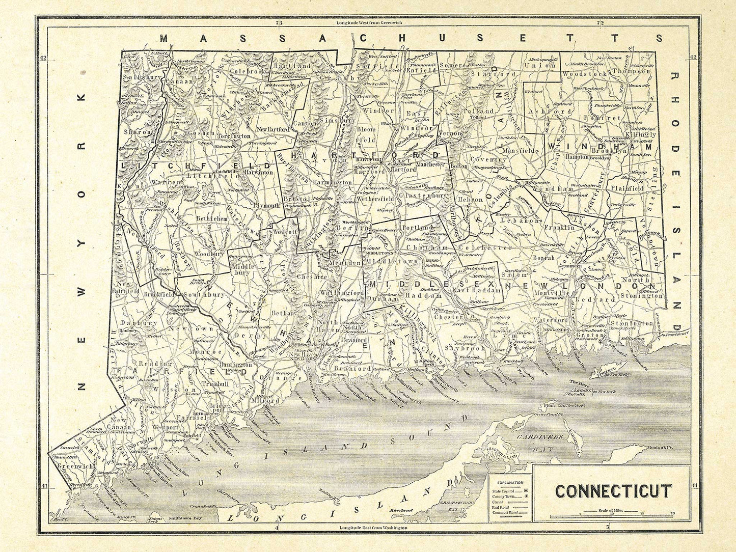 Map of Connecticut - 1842