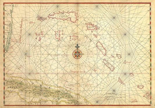 Map of the Bahamas and Cuba - 1650