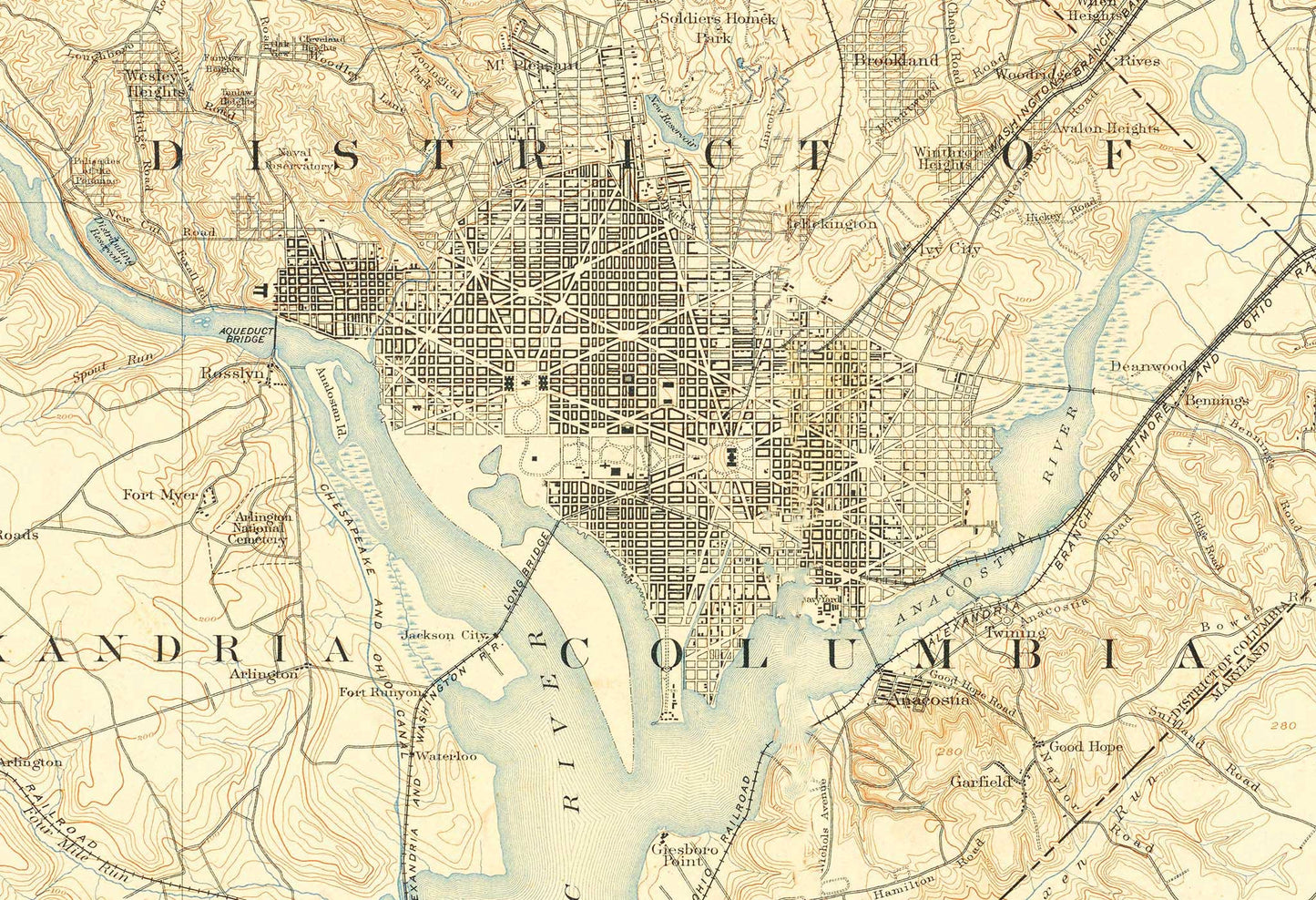 Map of Maryland, Washington DC , and Virginia - 1891