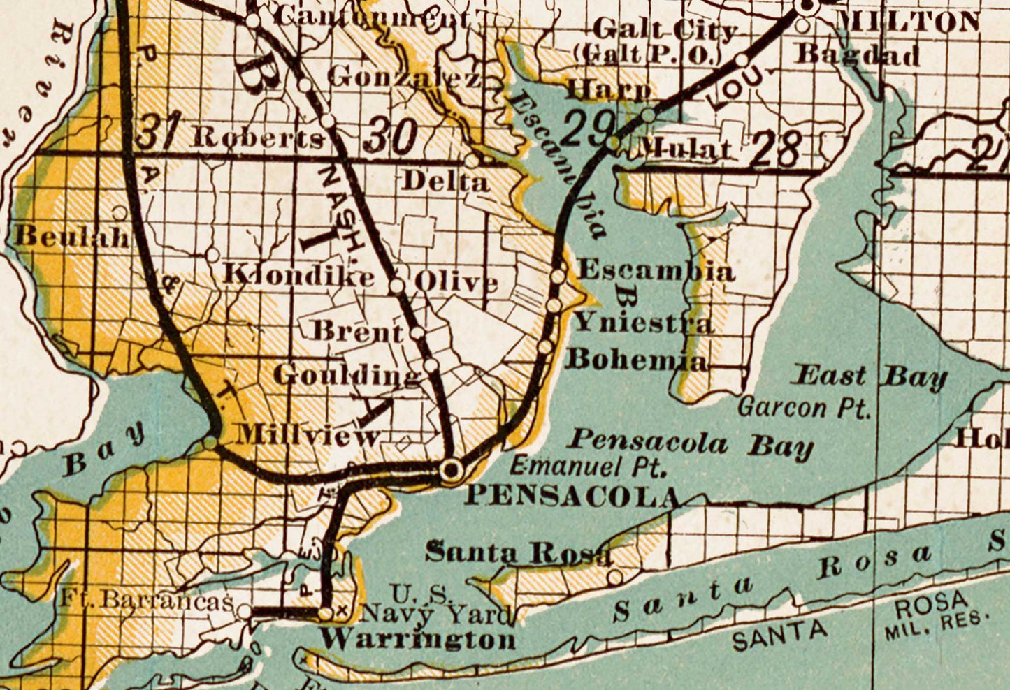 Map of the Florida Panhandle - 1890