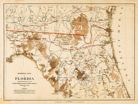 Map of Northern Florida and Southern Georgia - 1864