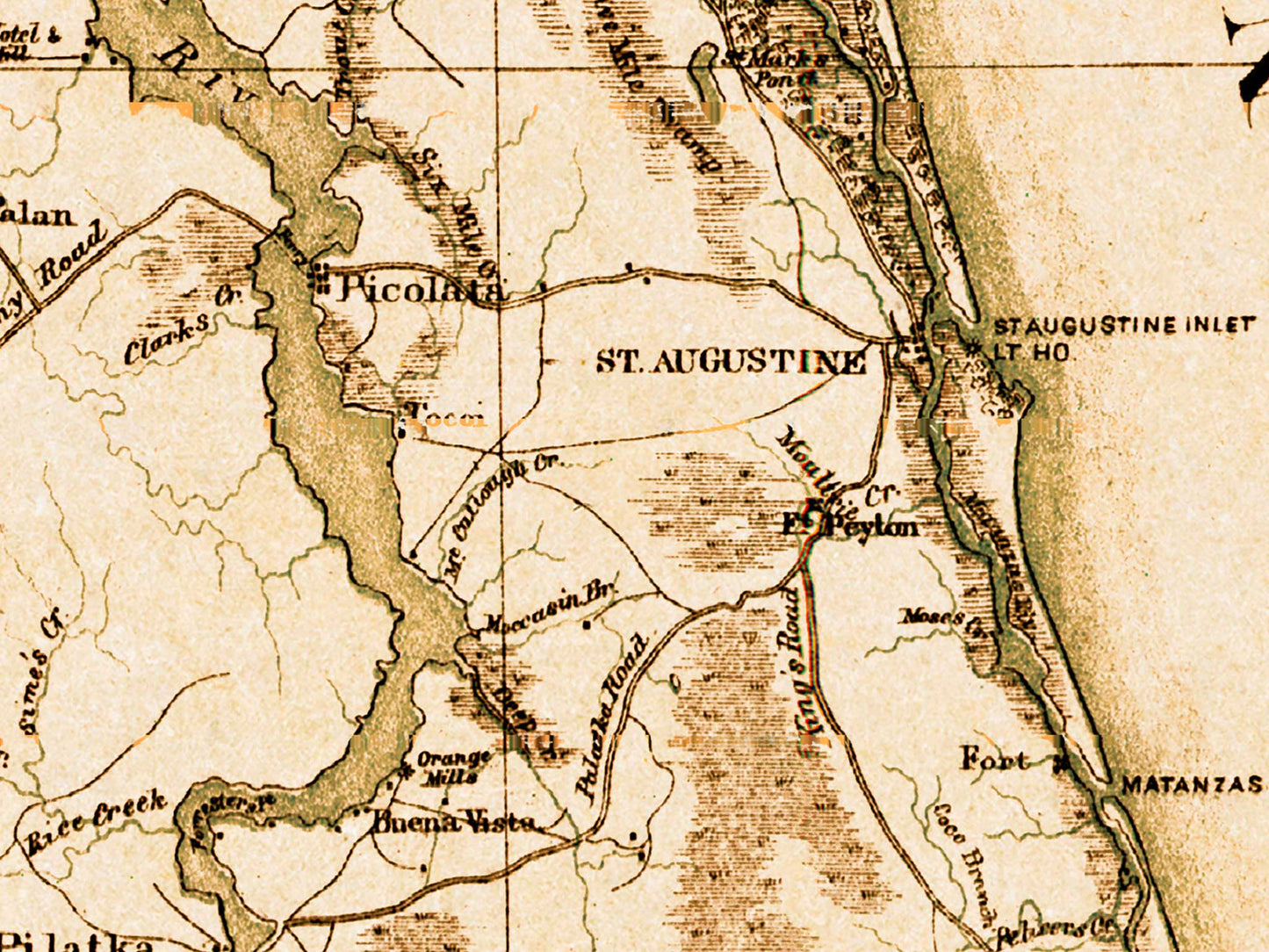 Map of Northern Florida and Southern Georgia - 1864