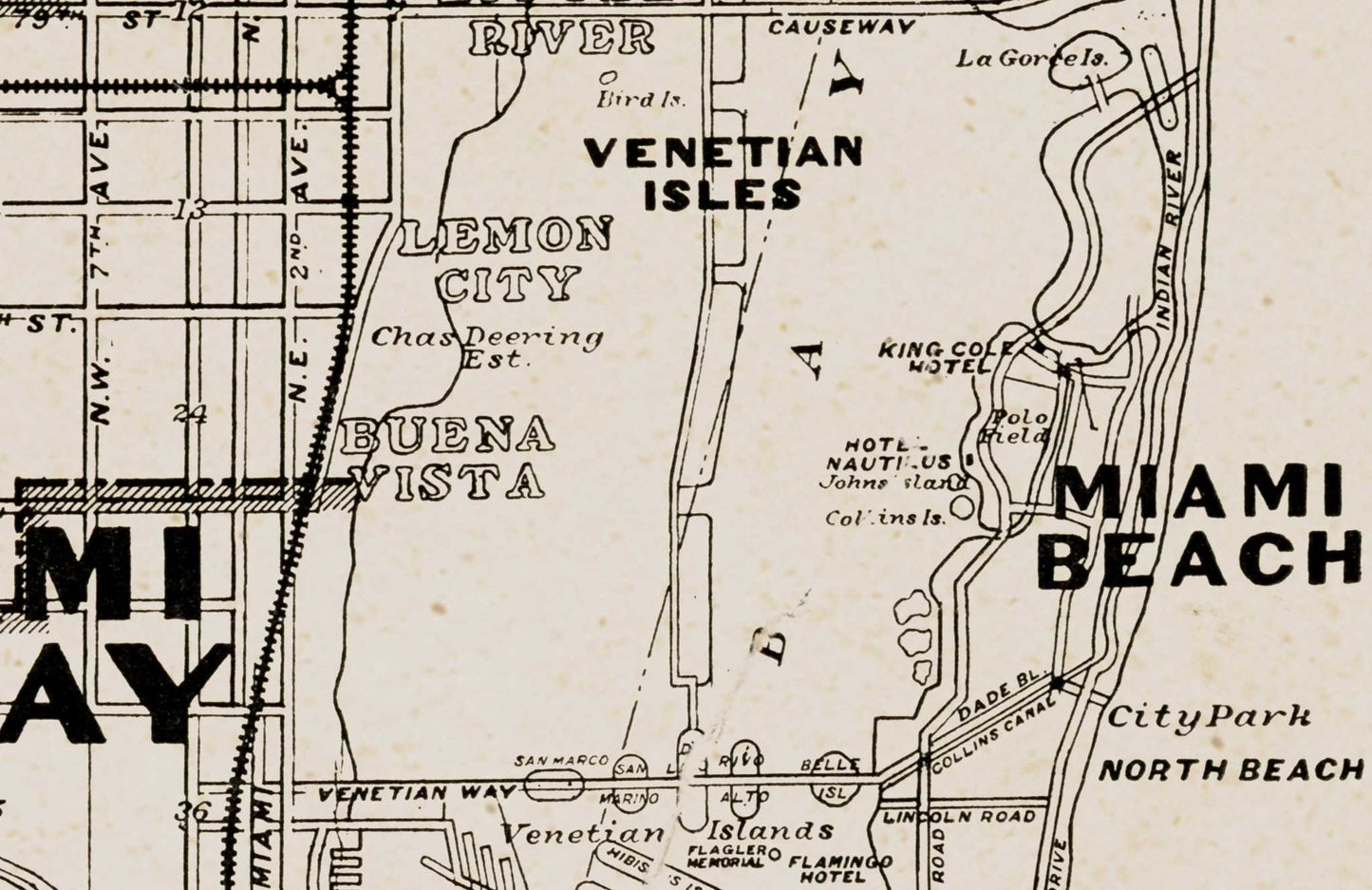 Map of the City of Miami and It's Environs - 1925