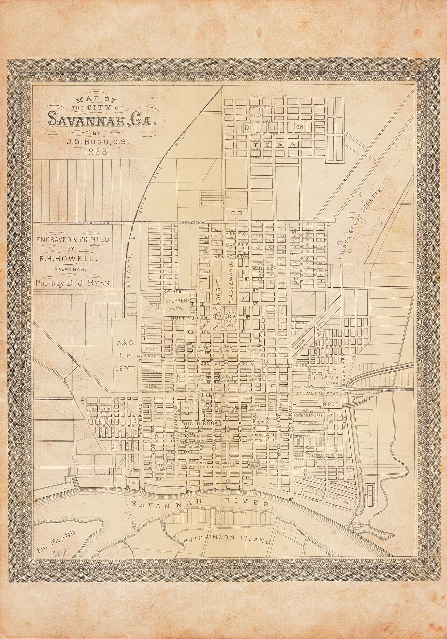 Map of the City of Savannah, GA - 1869