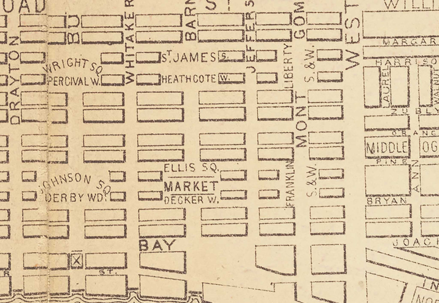 Map of the City of Savannah, GA - 1869