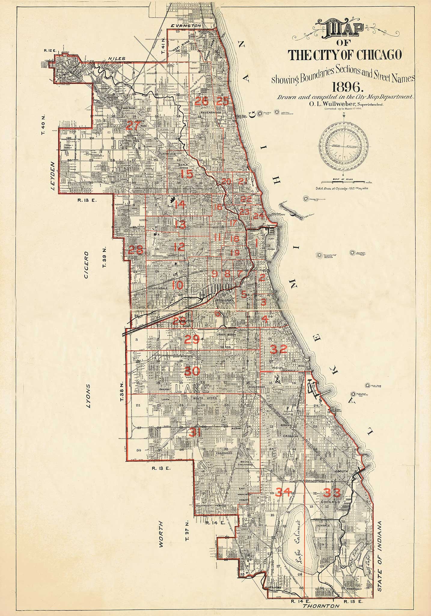 Map of Chicago - 1896