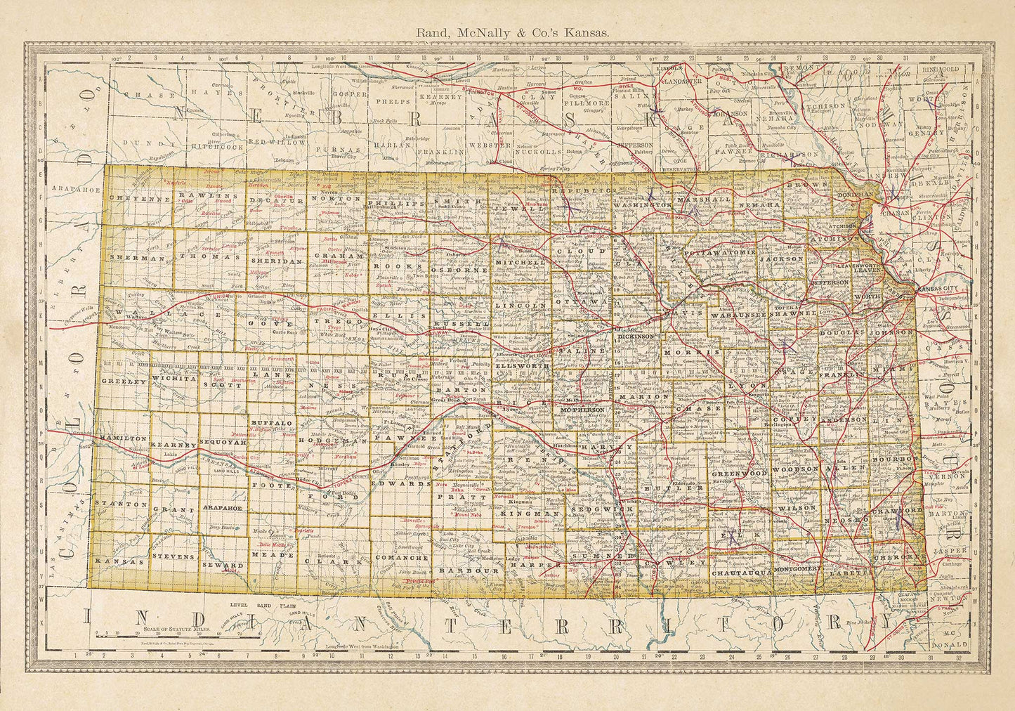 Rand, McNally & Co.'s Kansas - 1881