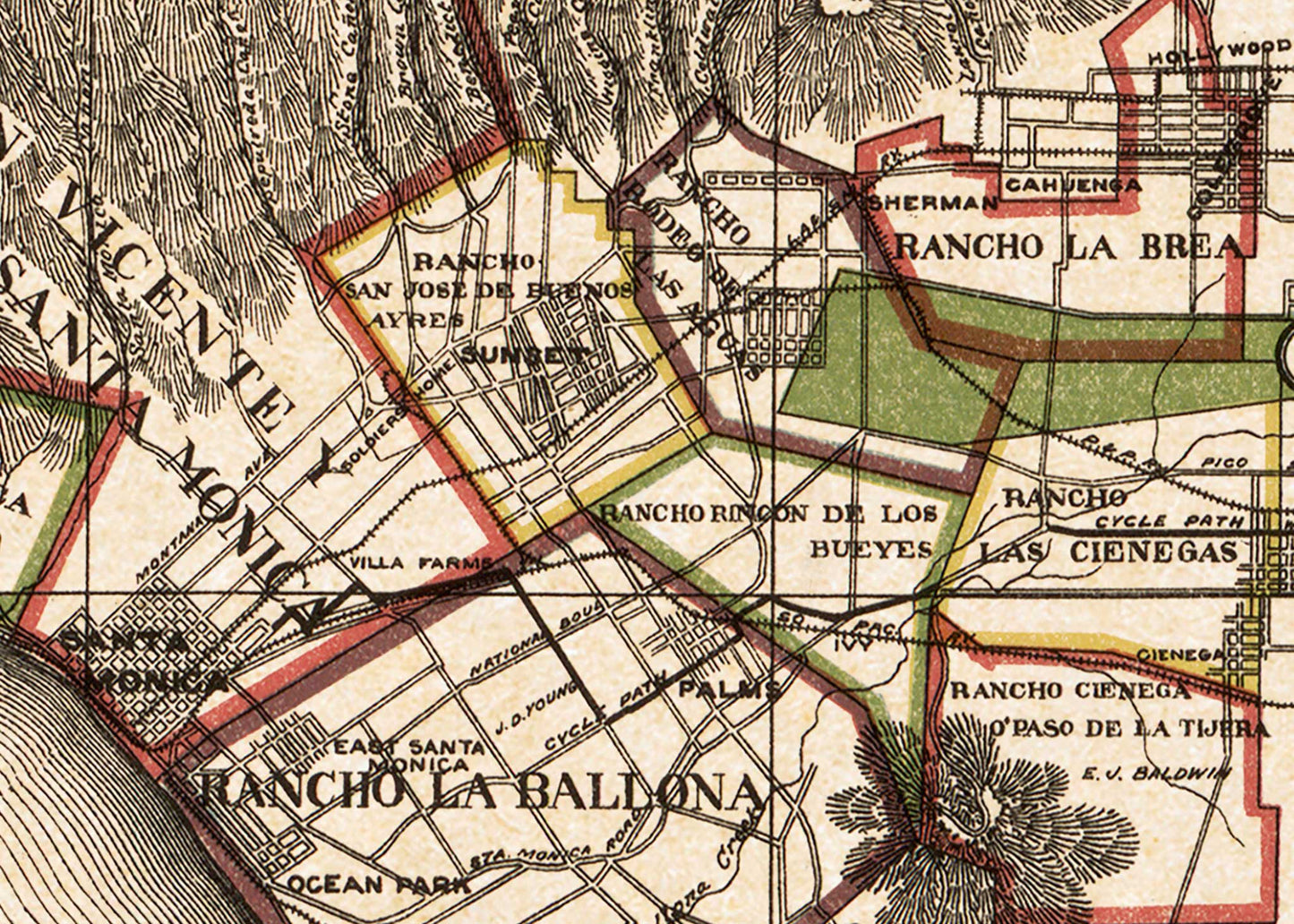 Sectional & Road Map of Los Angeles County - 1900