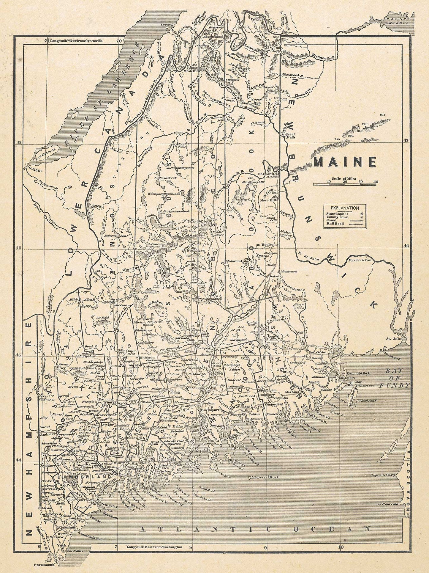 Map of the State of Maine - 1842