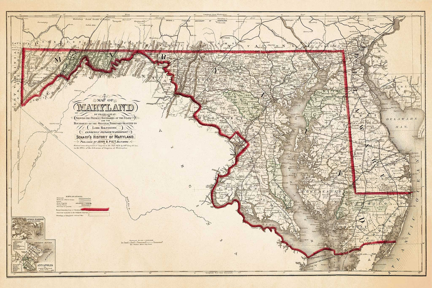Map of Maryland - 1879