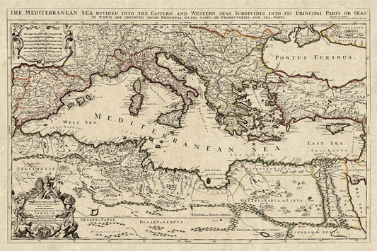 Antique Map of the Mediterranean Sea - 1680