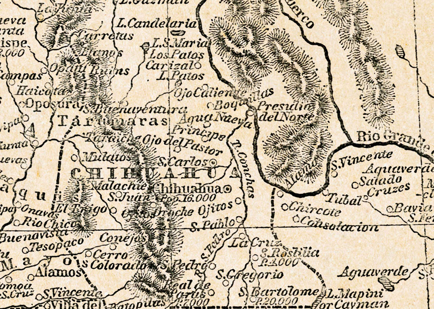 Vintage Map of Mexico and Central America - 1842