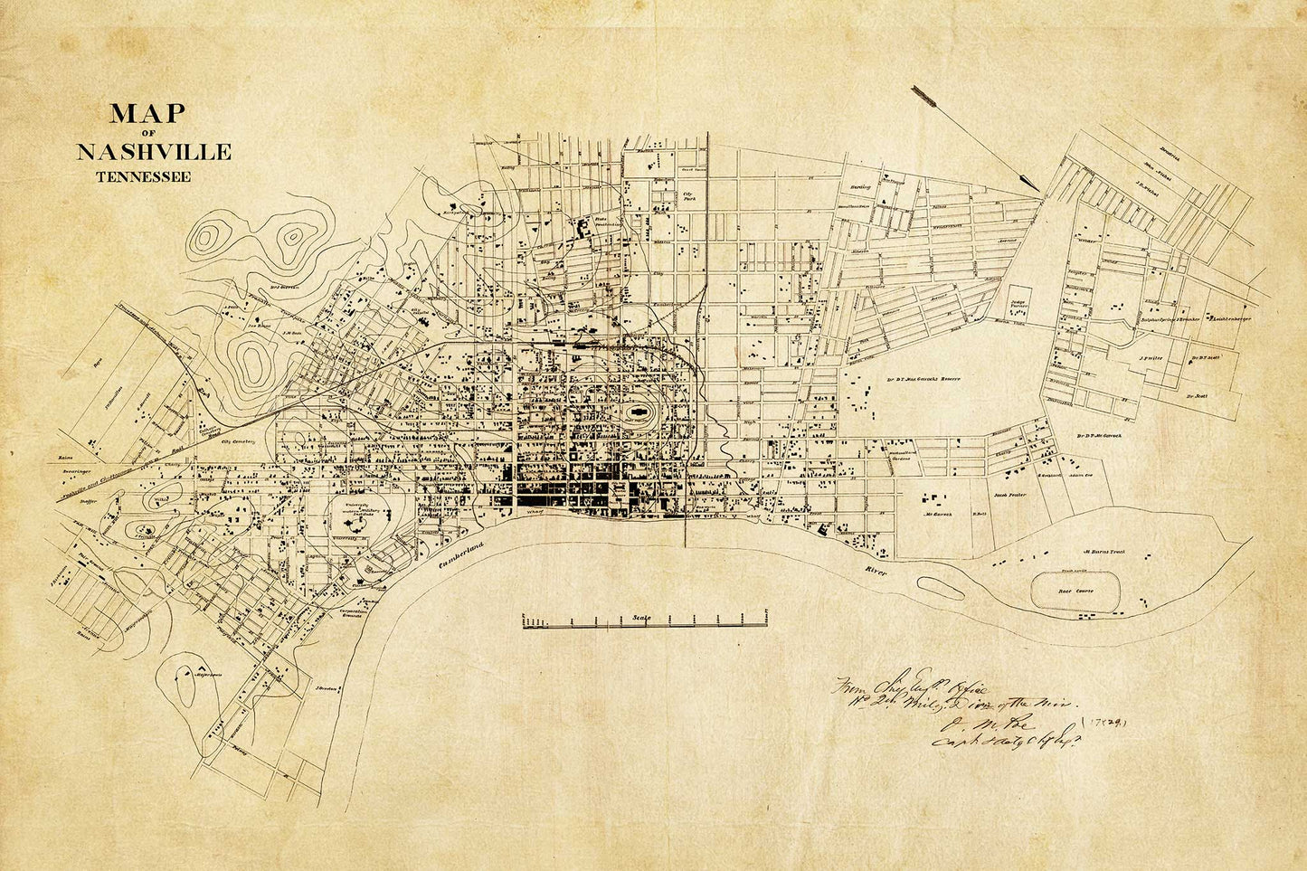 Map of Historic Nashville - 1860