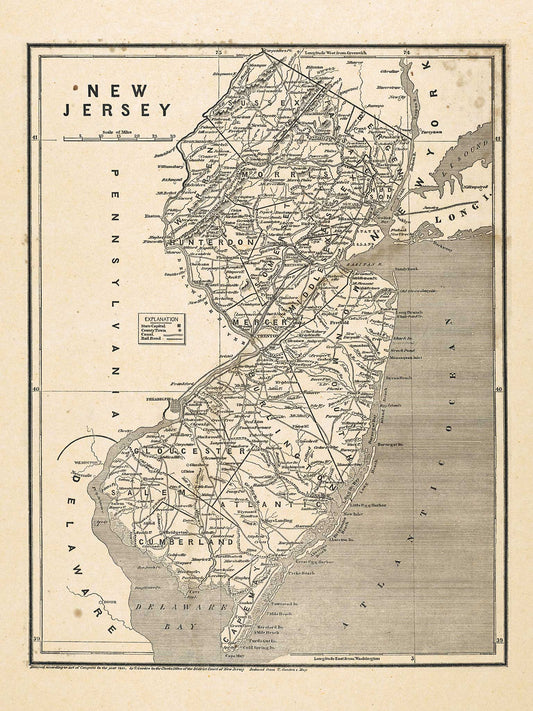 Map of the State of New Jersey - 1842