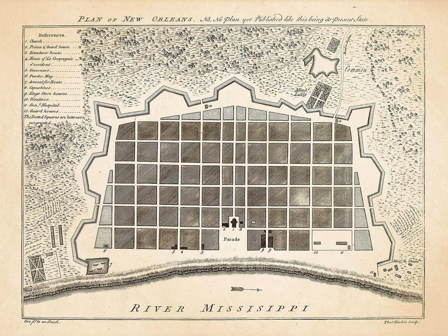Early Map of New Orleans - 1770