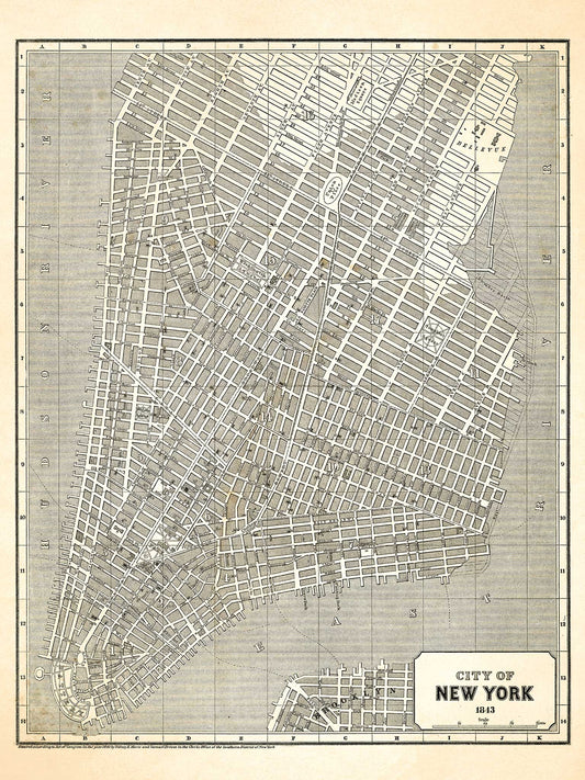 Vintage Map of City of New York - 1843