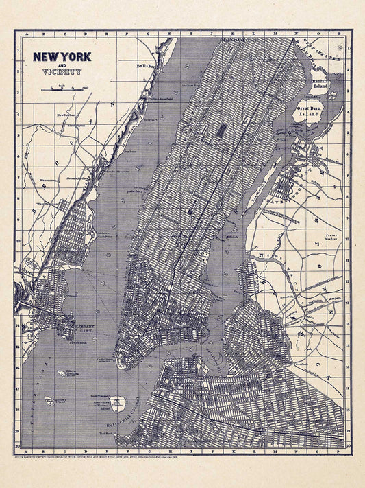 Vintage Map of New York City and Vicinity - 1842