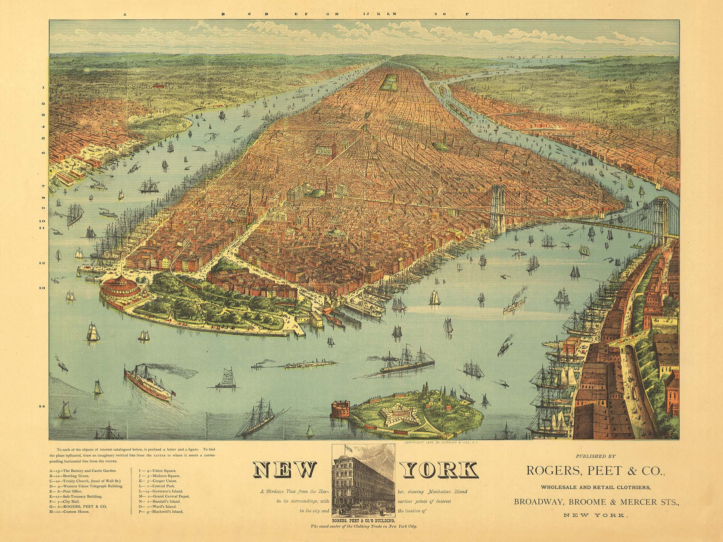 Advertising Map of New York City - 1879