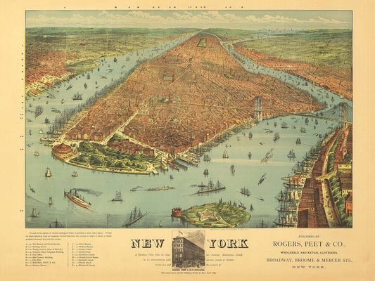 Bird's Eye View of New York Looking North - 1879