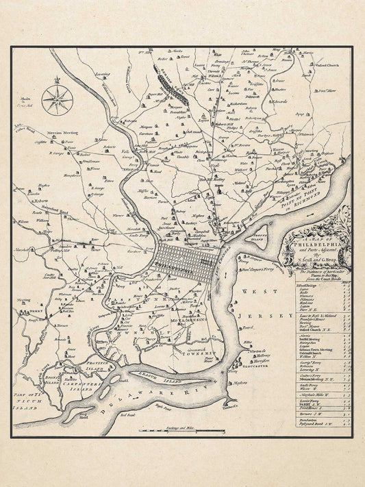 Map City of Philadelphia and Parts Adjacent - 1753 Fine Art Print