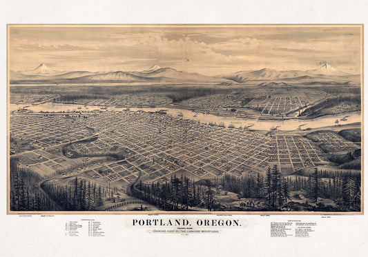 Bird's Eye View of Portland, Oregon - 1879 Fine Art Print