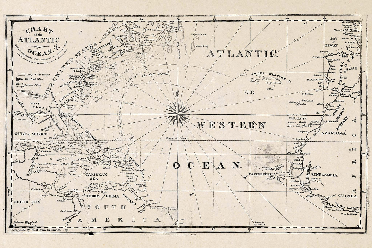 Chart of the Atlantic Ocean - 1831